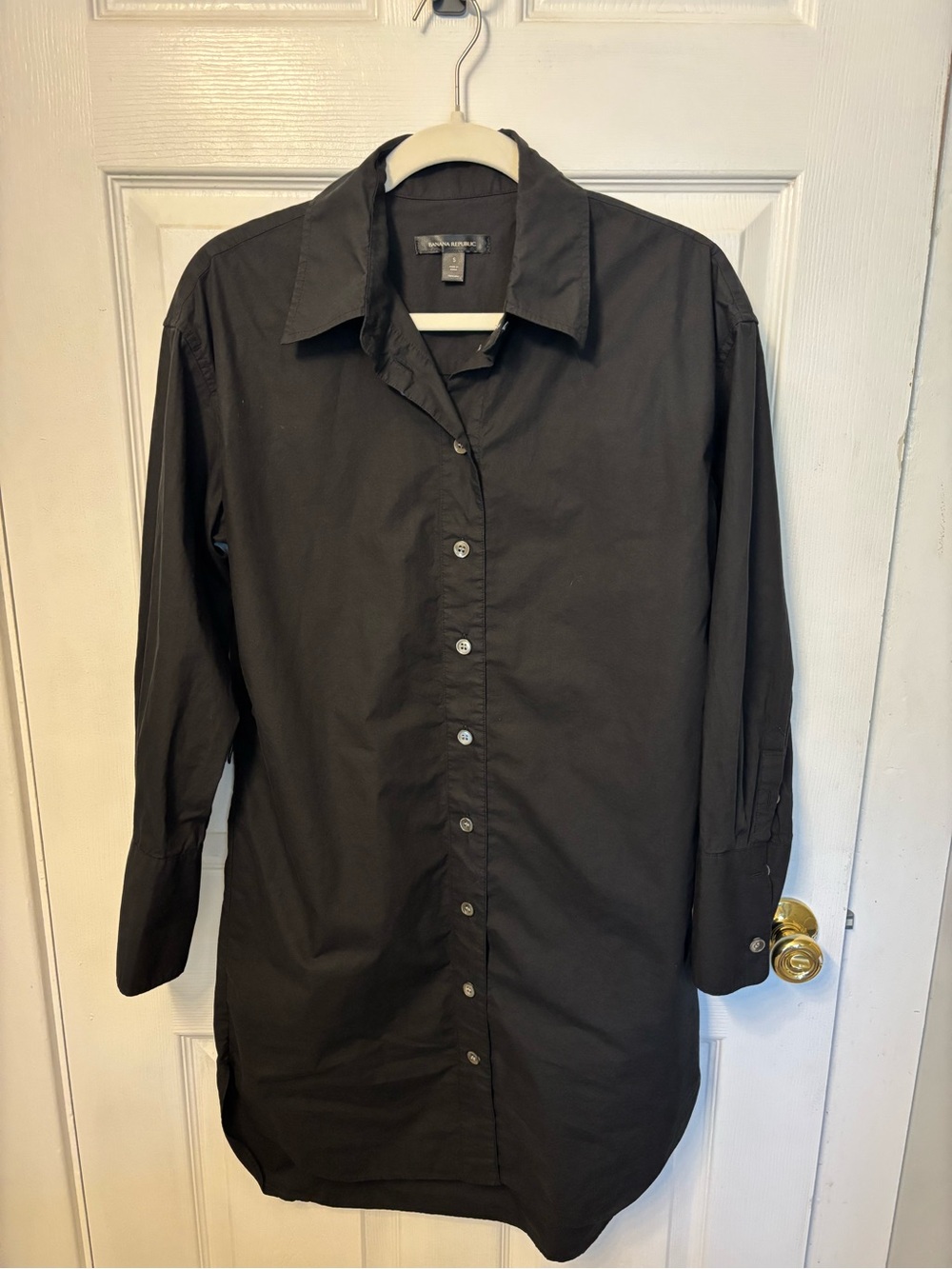 Banana Republic Black Button-Down Shirt Dress